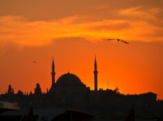 silhouette of dome building