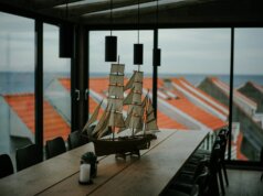 galleon ship decor on table
